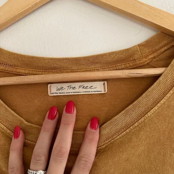 We The Free Long Sleeve Pullover Crew Neck Top Mustard XS - Picture 4 of 6